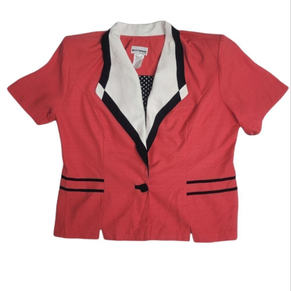 NEW VINTAGE 80s pink blazer short sleeve one button XL